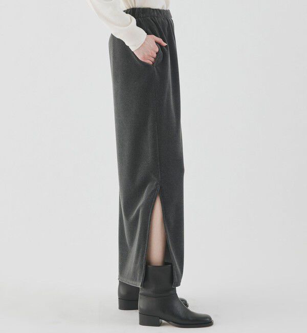GALERIE VIE「コットンベロア サイドスリットマキシスカート」|タイト|