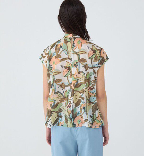 TOMORROWLAND collection「ミューラルリーフプリント ツイストドレープブラウス」|シャツ・ブラウス|