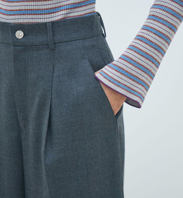 MACPHEE「ウールナチュラルストレッチ タックストレートパンツ」|スラックス|