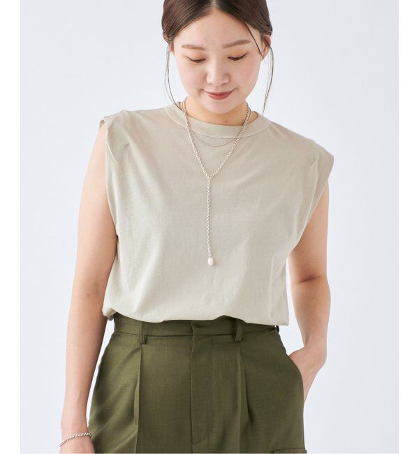 IENA「ATON/エイトン FRESCA SINGLE JERSEY ノースリーブ」|Tシャツ・カットソー|ベージュ
