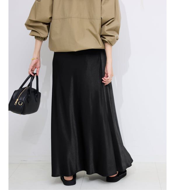 SLOBE IENA「《WEB限定カラー有り/追加》グロッシーサテンフレアスカート」|スカート|