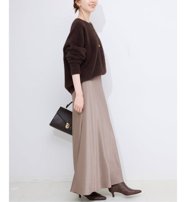 SLOBE IENA「《WEB限定カラー有り/追加》グロッシーサテンフレアスカート」|スカート|