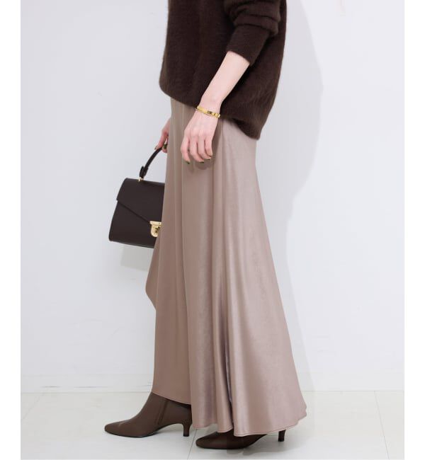 SLOBE IENA「《WEB限定カラー有り/追加》グロッシーサテンフレアスカート」|スカート|