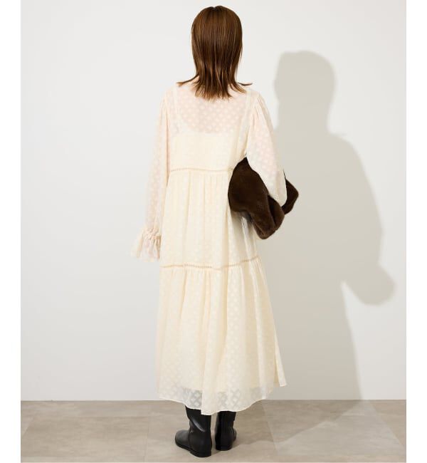 SLOBE IENA「フラワージャガードギャザーワンピース」|ワンピース|