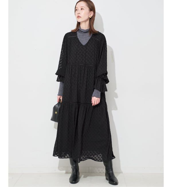 SLOBE IENA「フラワージャガードギャザーワンピース」|ワンピース|