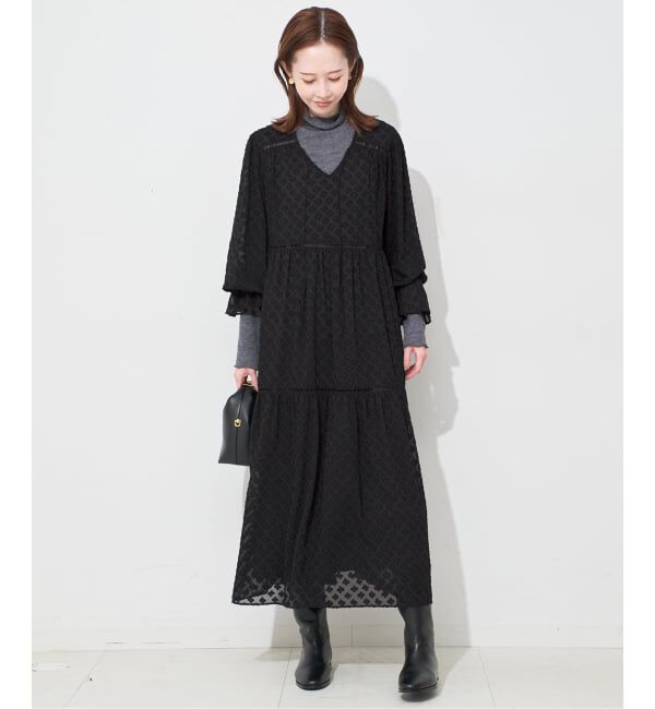 SLOBE IENA「フラワージャガードギャザーワンピース」|ワンピース|