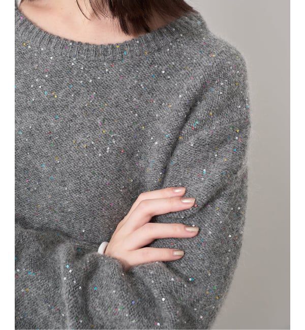 SLOBE IENA「スパンコールニット」|ニット・セーター|グレーA