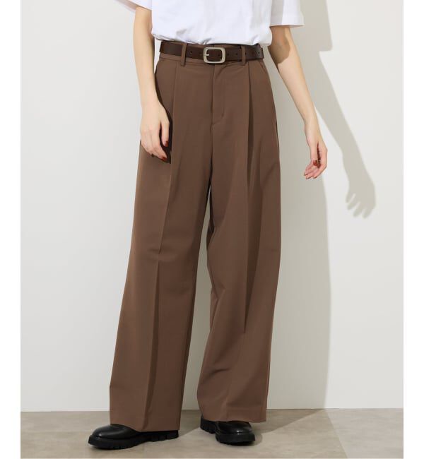 SLOBE IENA「《WEBのみ4サイズ展開/追加》TRワイドトラウザー」|スラックス|ブラウン