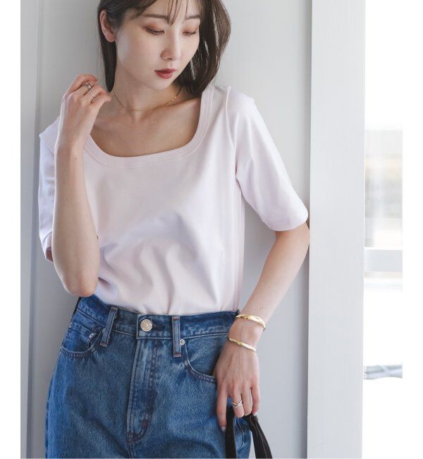 NOBLE「《追加》スビンコットンソフトスクエアーネックTシャツ」|Tシャツ・カットソー|