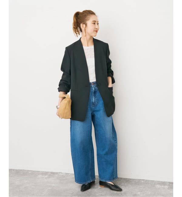 Spick and Span「トロストレッチVカラージャケット」|ノーカラージャケット|