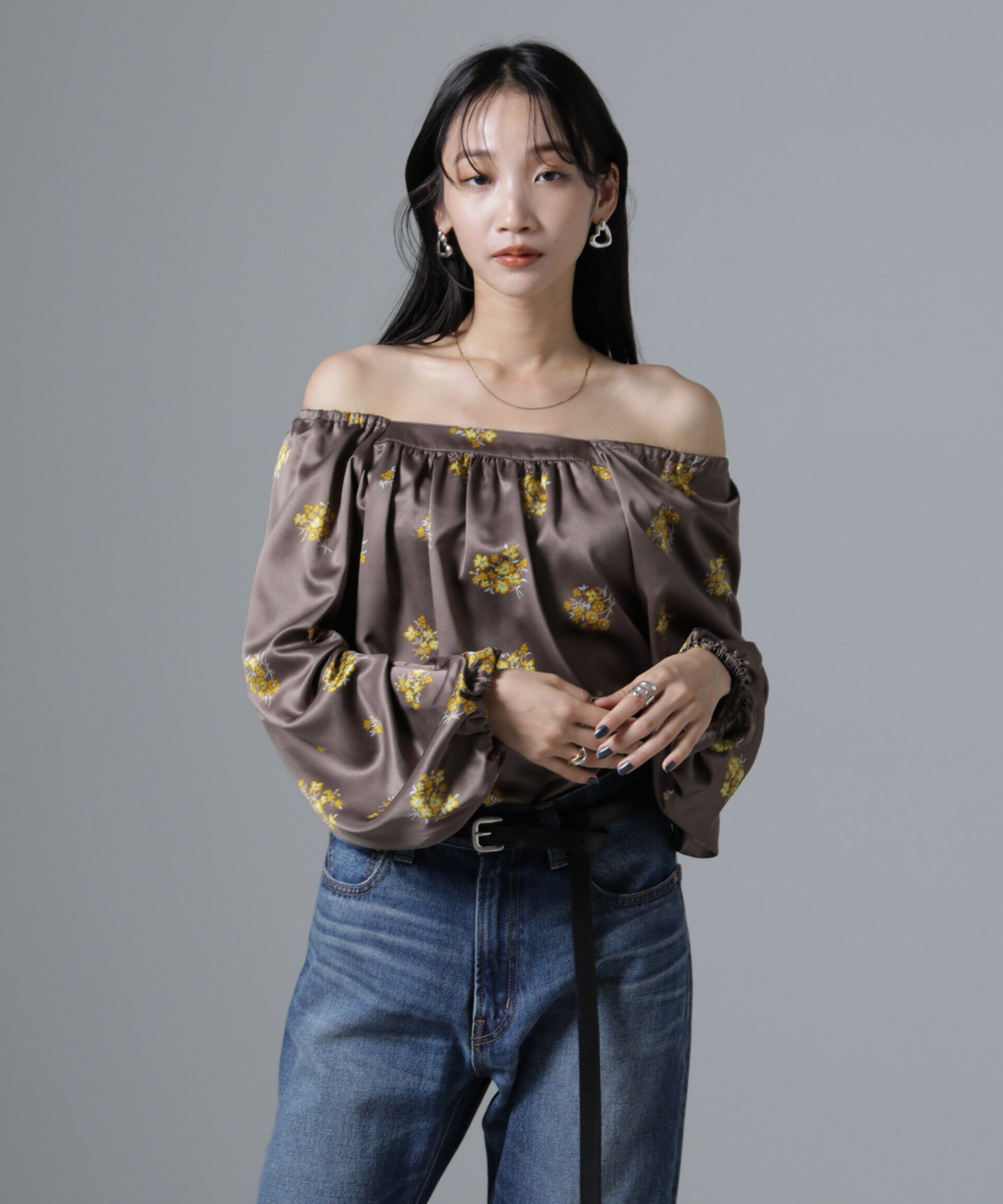 nano･universe「オフショル2WAYフラワープリントブラウス」|シャツ・ブラウス|