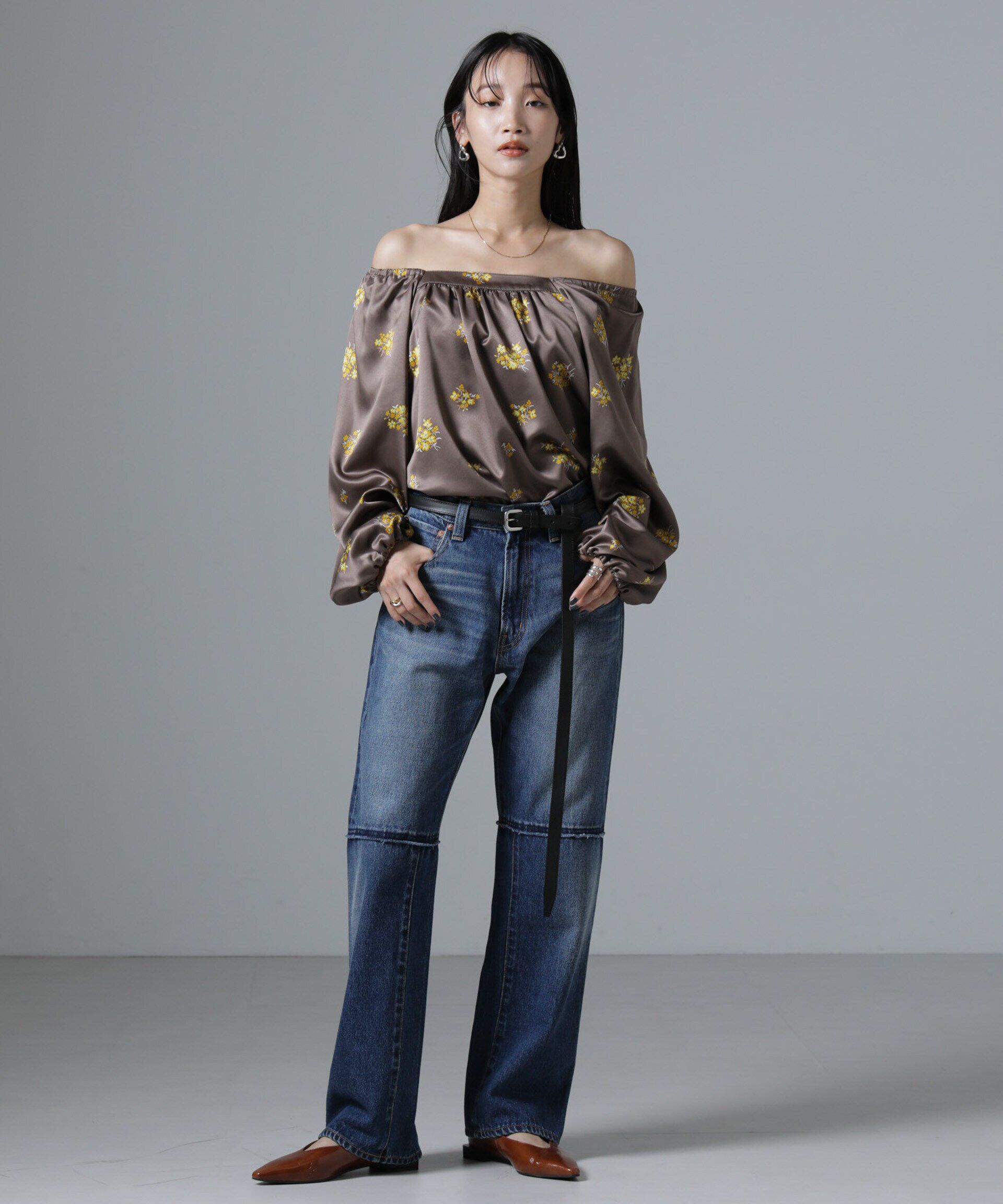 nano･universe「オフショル2WAYフラワープリントブラウス」|シャツ・ブラウス|