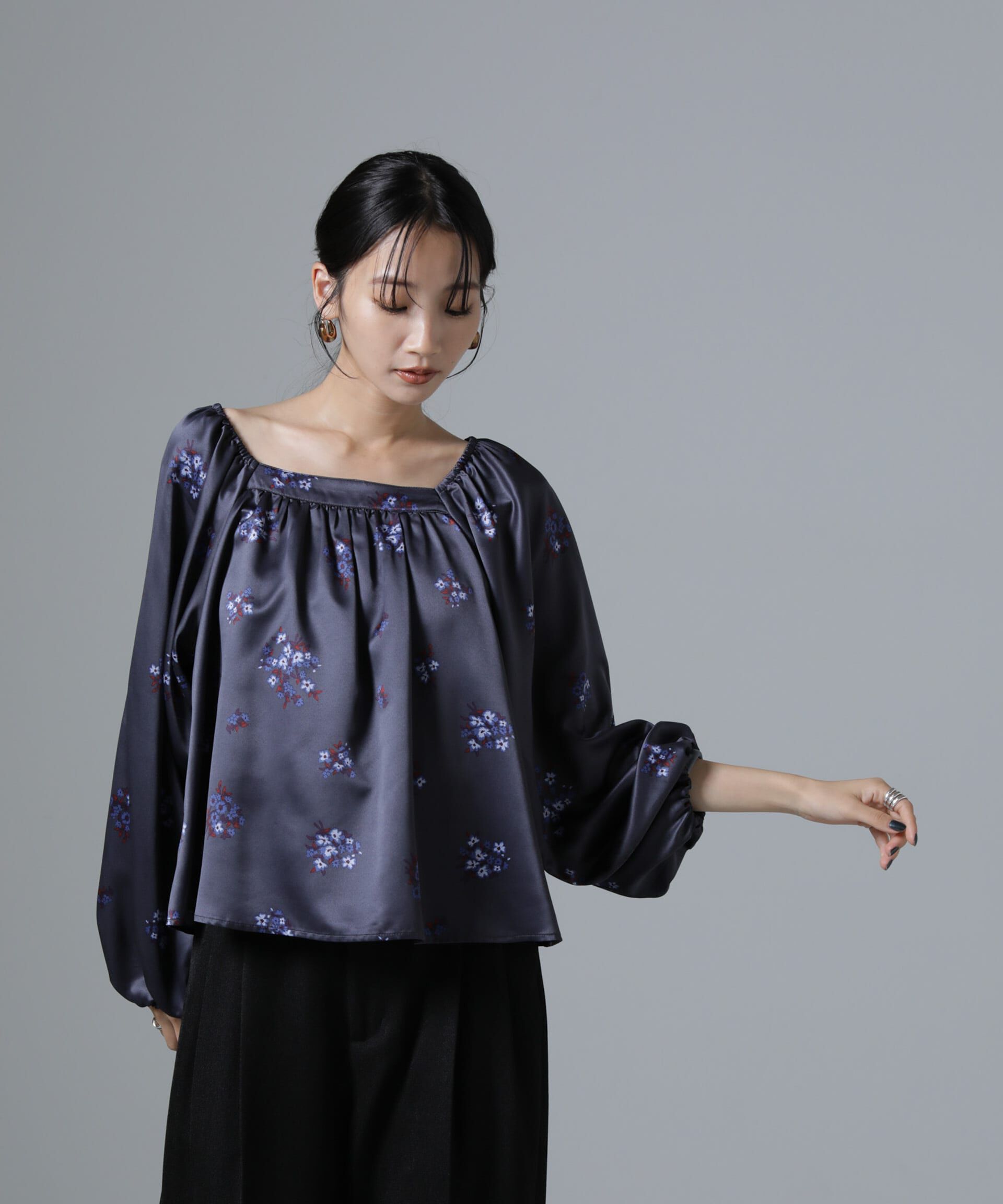 nano･universe「オフショル2WAYフラワープリントブラウス」|シャツ・ブラウス|