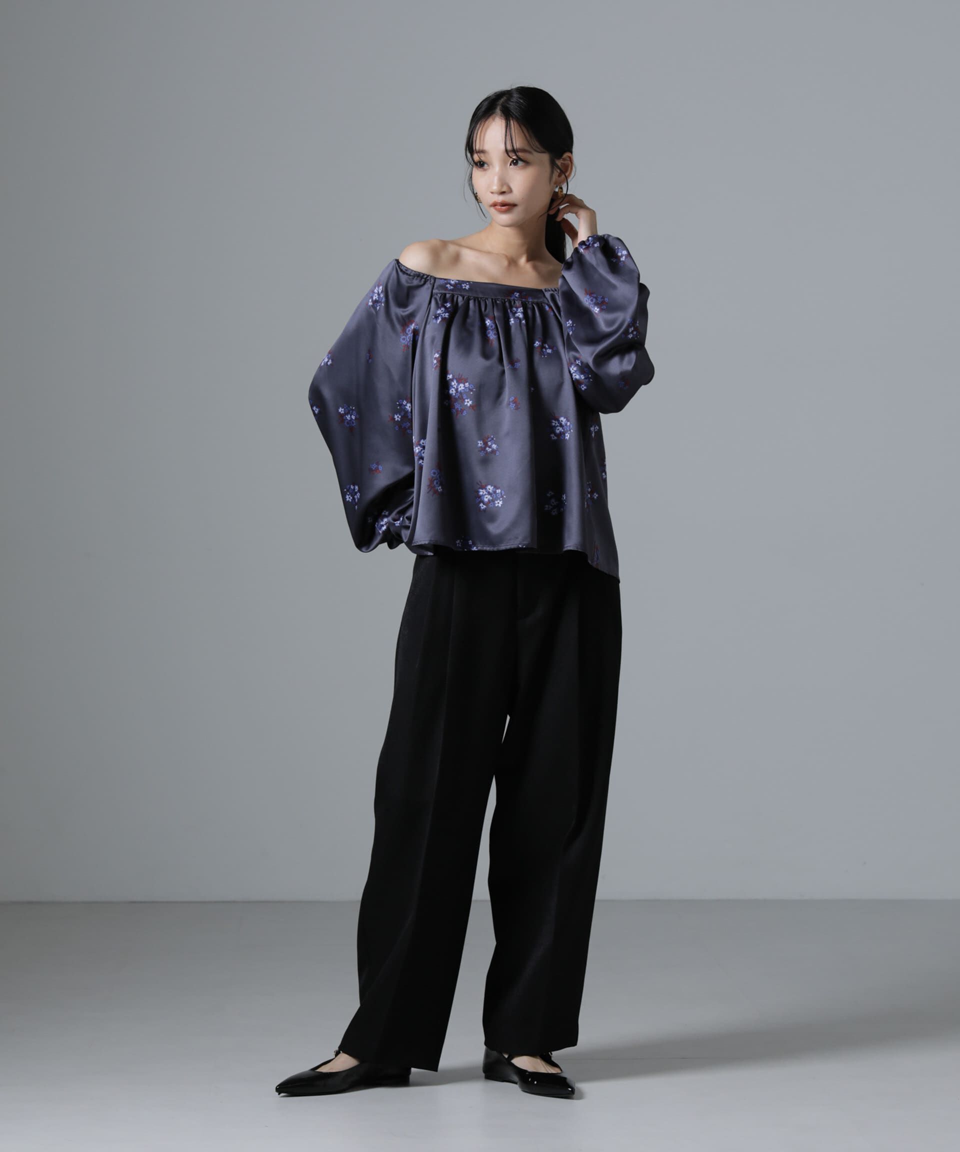 nano･universe「オフショル2WAYフラワープリントブラウス」|シャツ・ブラウス|