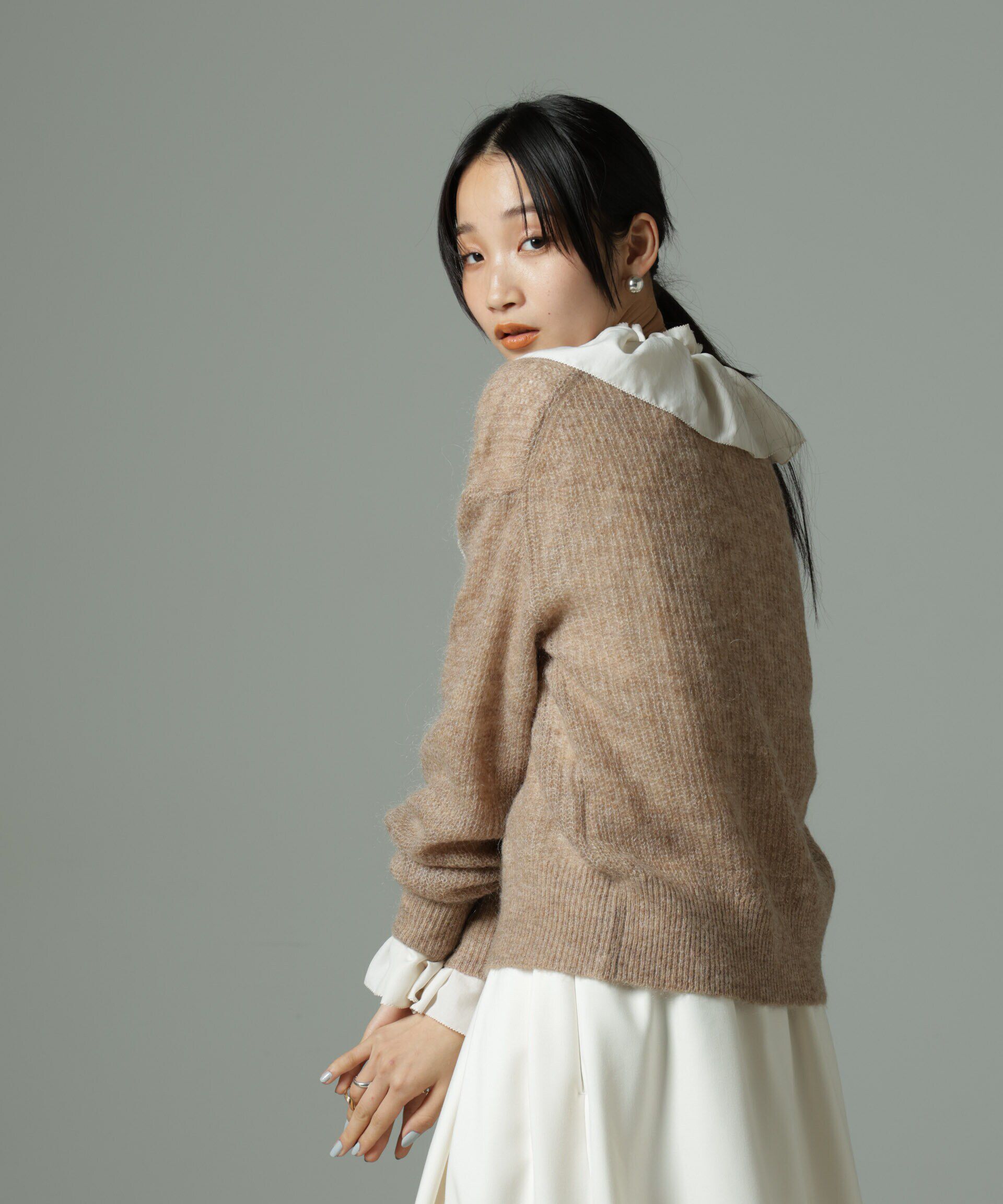 nano･universe「モヘヤ混クルーネックニットカーディガン(セットアップ可)」|ニット・セーター|