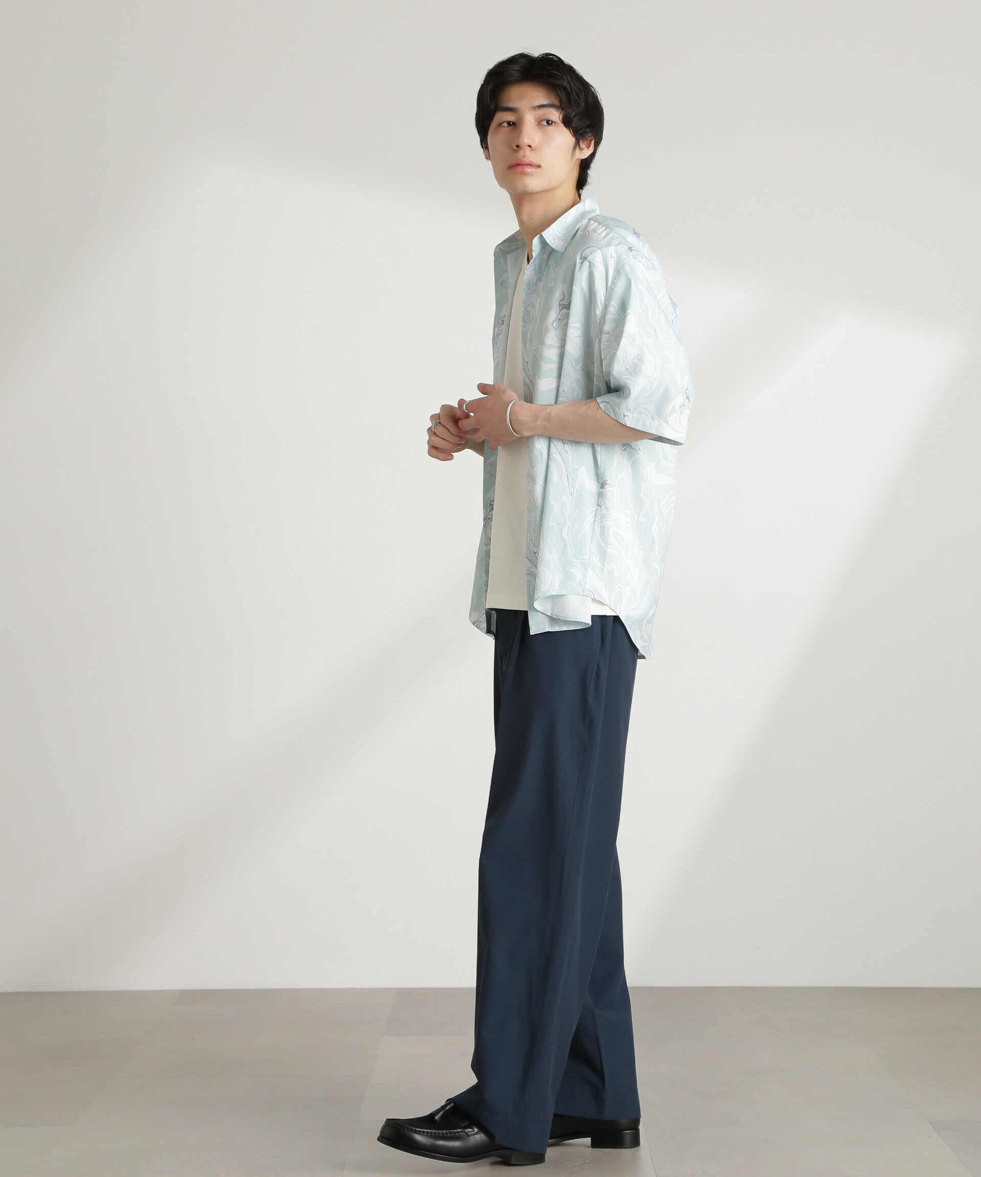 nano･universe「ストレッチワイドイージーパンツ(セットアップ可)」|チノ|