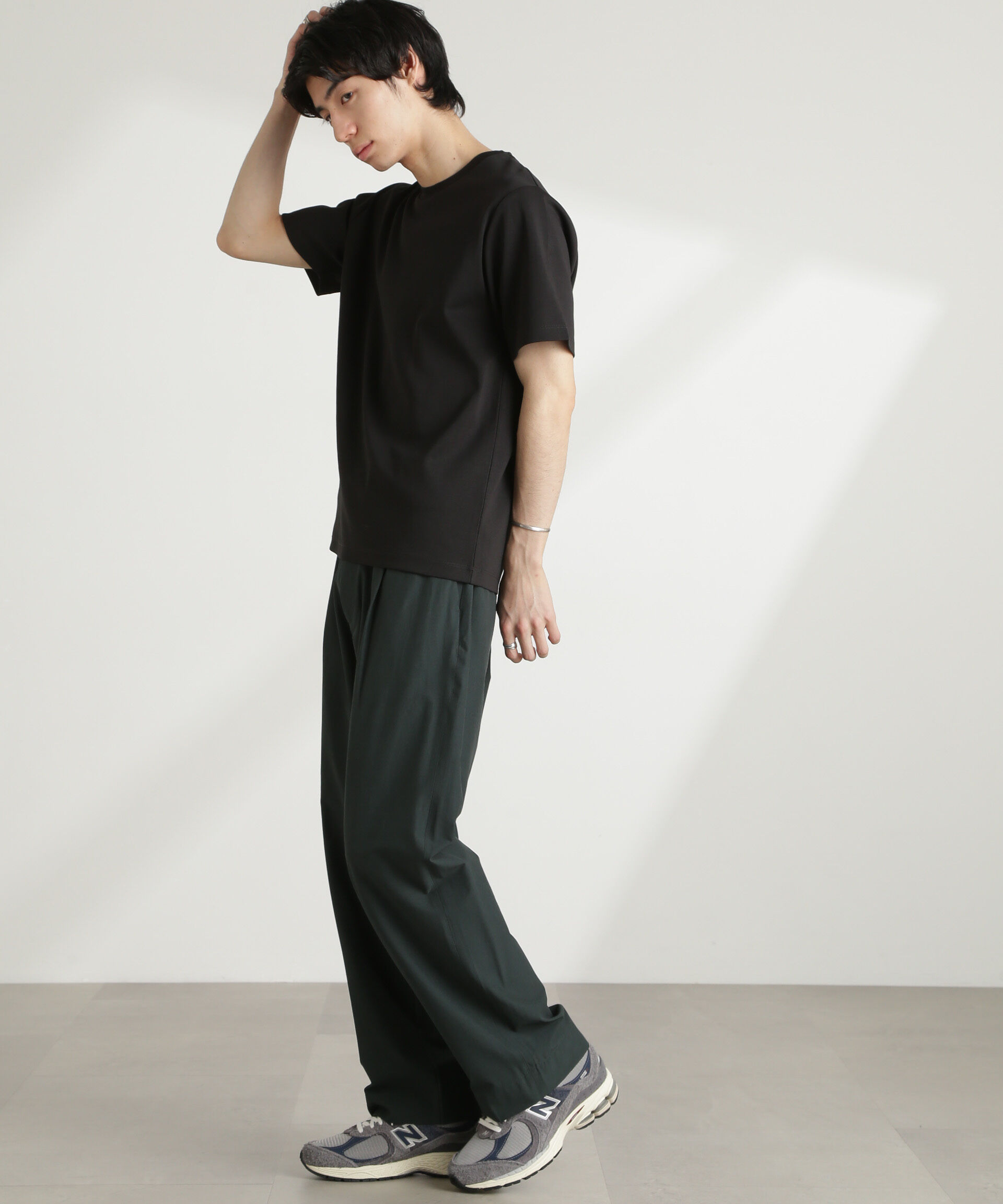 nano･universe「ストレッチワイドイージーパンツ(セットアップ可)」|チノ|