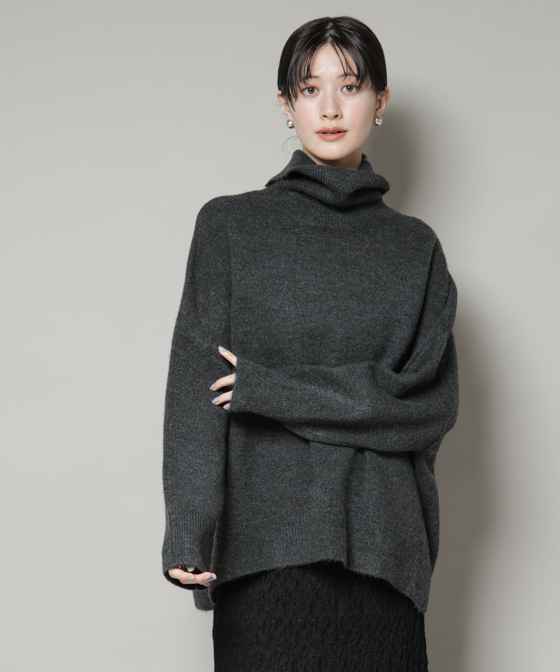 nano･universe「タートルワイドシルエット圧縮ニット」|ニット・セーター|