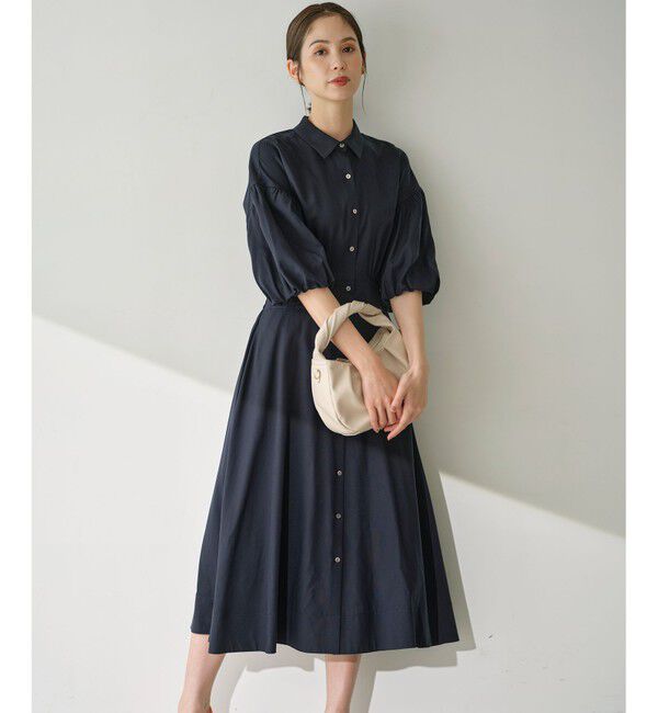 組曲「【WEB限定カラーあり】ボリュームスリーブシャツワンピース」|ワンピース|ネイビー系