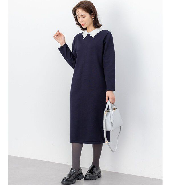 組曲「レースライク襟付きニットワンピース」|ワンピース|
