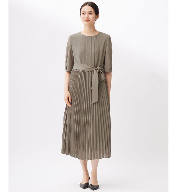 自由区「【洗える】シフォンプリーツ ワンピース」|ワンピース|