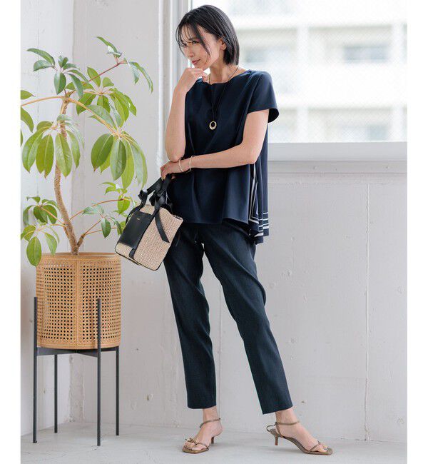 23区「【洗える】リネンレーヨンストレッチ テーパードパンツ」|その他|