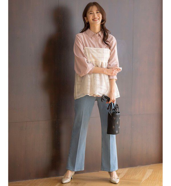 ANY SIS「【美Denimシリーズ】センタープレスセミフレア デニム」|デニム|