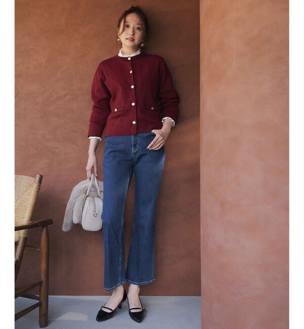 ANY SIS「【美Denimシリーズ】センタープレスセミフレア デニム」|デニム|