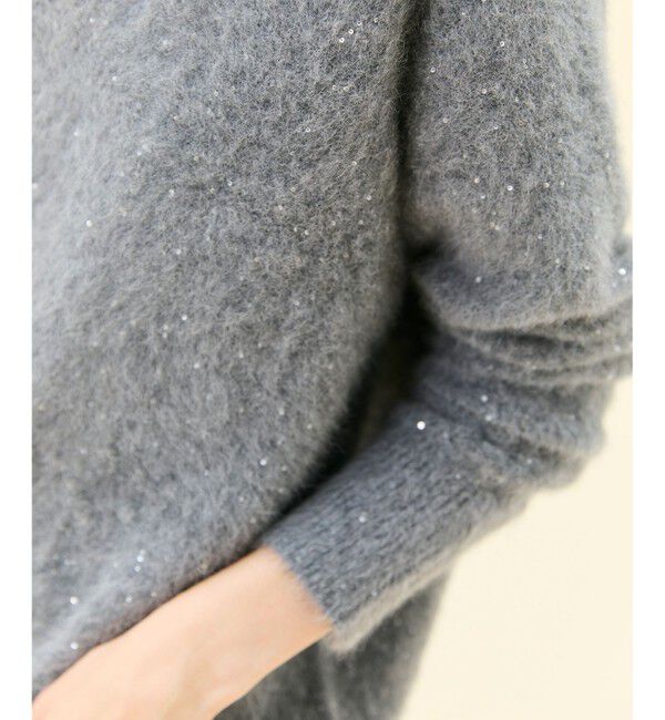 BEIGE,「【Precious掲載】AMARILLO / スパンコールフォックスVネックニット」|ニット・セーター|