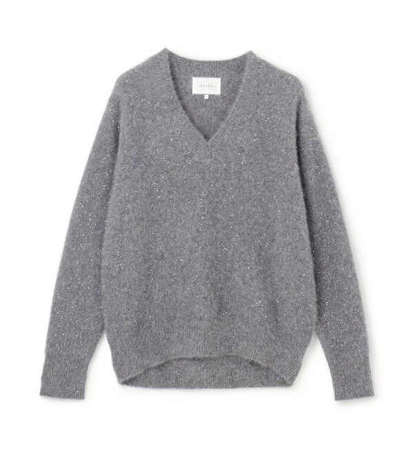 BEIGE,「【Precious掲載】AMARILLO / スパンコールフォックスVネックニット」|ニット・セーター|