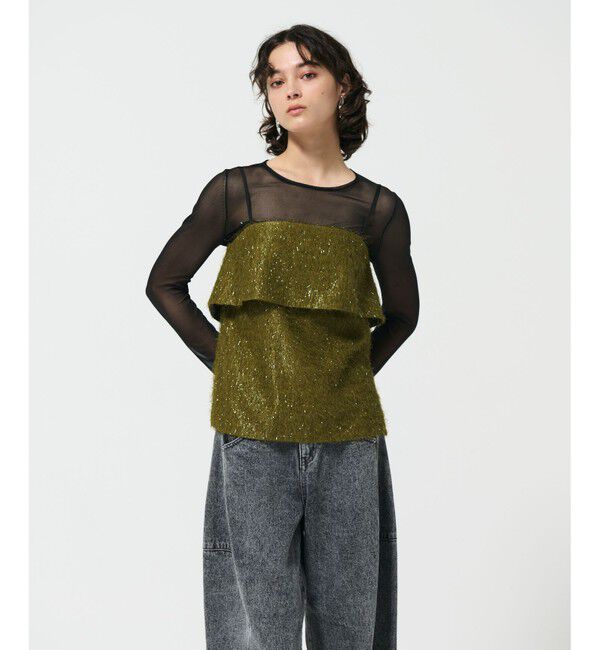 Diagram「フリンジジャガードノースリーブ トップ」|その他|カーキ