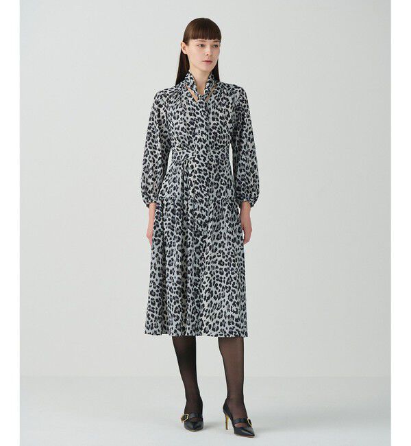 Grace Class「レオパードドレープドレス」|ワンピース|グレー