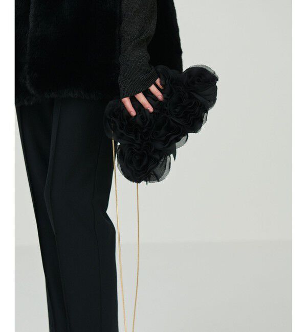 GRACE CONTINENTAL「ローズ刺繍バッグ」|ショルダー・メッセンジャー|ブラック