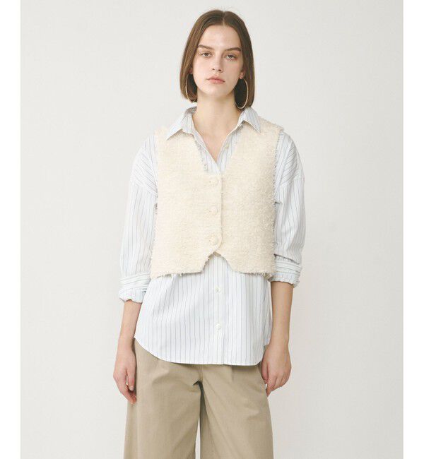  「ツイードショートジレジャケット」|ベスト・ジレ|ベージュ