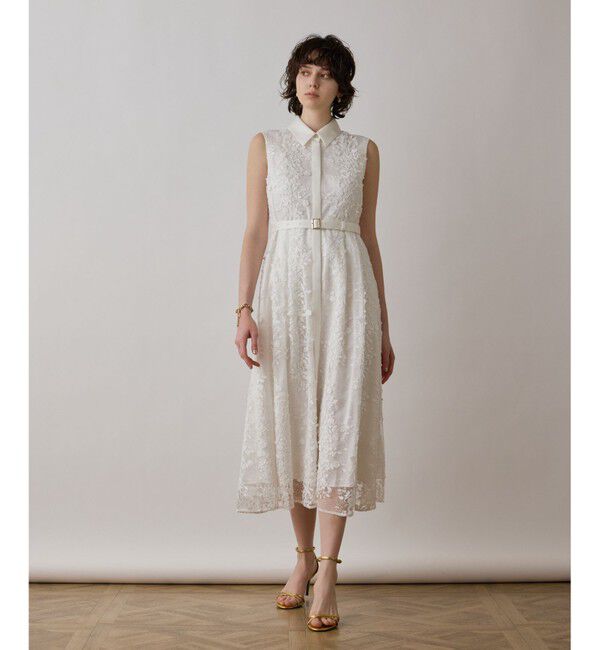 GRACE CONTINENTAL「フラワーライン刺繍ワンピース」|ワンピース|