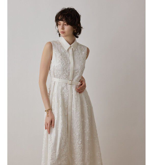 GRACE CONTINENTAL「フラワーライン刺繍ワンピース」|ワンピース|