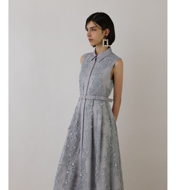 GRACE CONTINENTAL「フラワーライン刺繍ワンピース」|ワンピース|