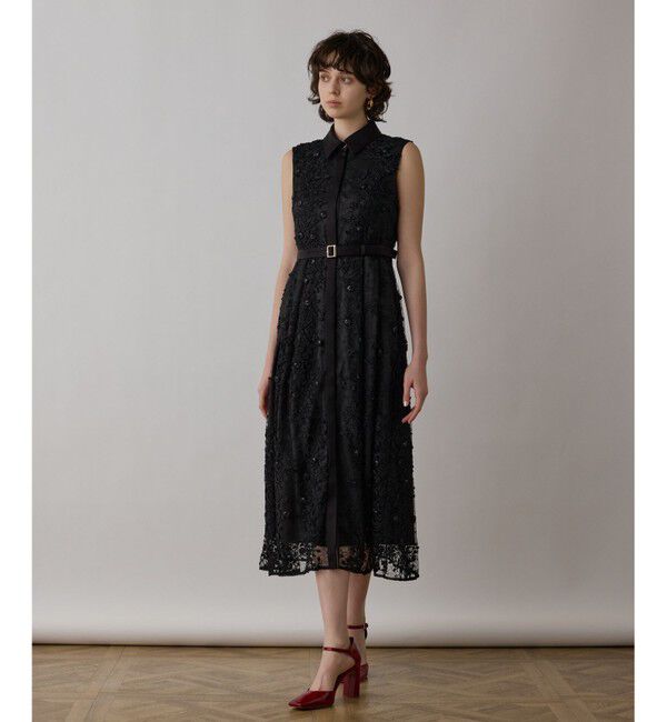 GRACE CONTINENTAL「フラワーライン刺繍ワンピース」|ワンピース|