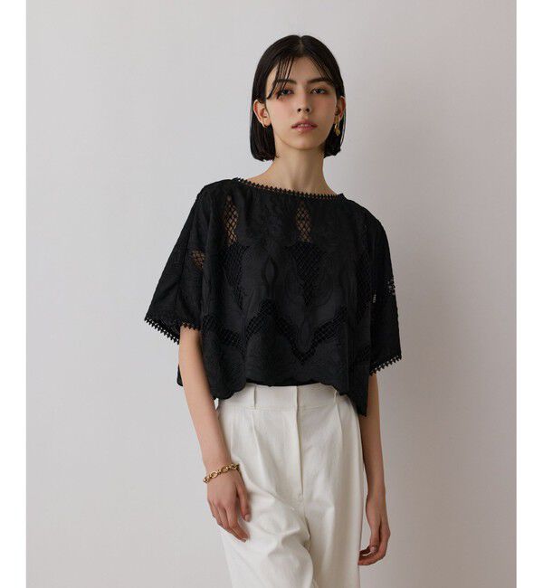 Diagram「刺繍ポンチョトップ」|Tシャツ・カットソー|ブラック