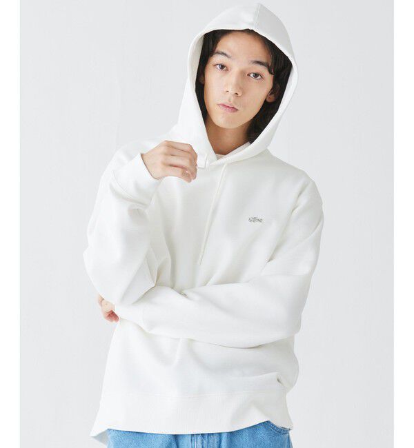 LACOSTE「鹿の子ニットワントーンフーディー / 鹿の子ニットプルオーバーパーカー」|パーカー|オフホワイト