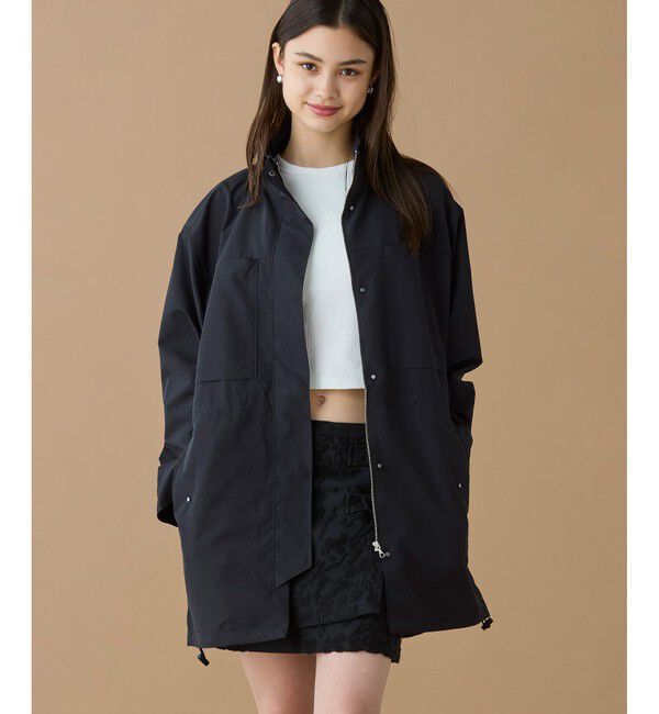 LACOSTE「撥水 ウエストドローコード ユーティリティマウンテンパーカー / フード収納可」|その他|ブラック