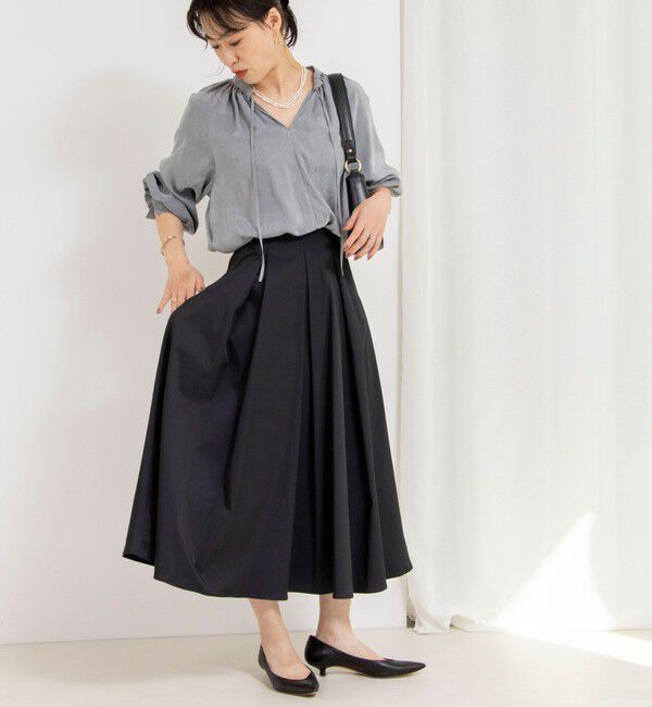 NOLLEY'S sophi「【追加】ウォッシャブルタフタタックフレアスカート」|フレア|