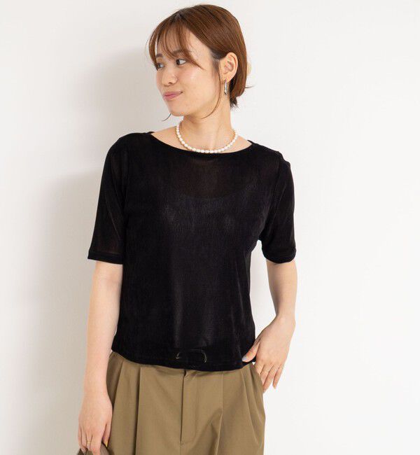 NOLLEY'S「フロッキーチュールボートネックプルオーバーカットソー」|Tシャツ・カットソー|