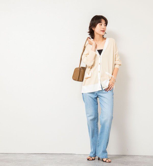 NOLLEY'S sophi「《手洗い可能》マルチファンクション配色Vネックカーディガン」|カーディガン|