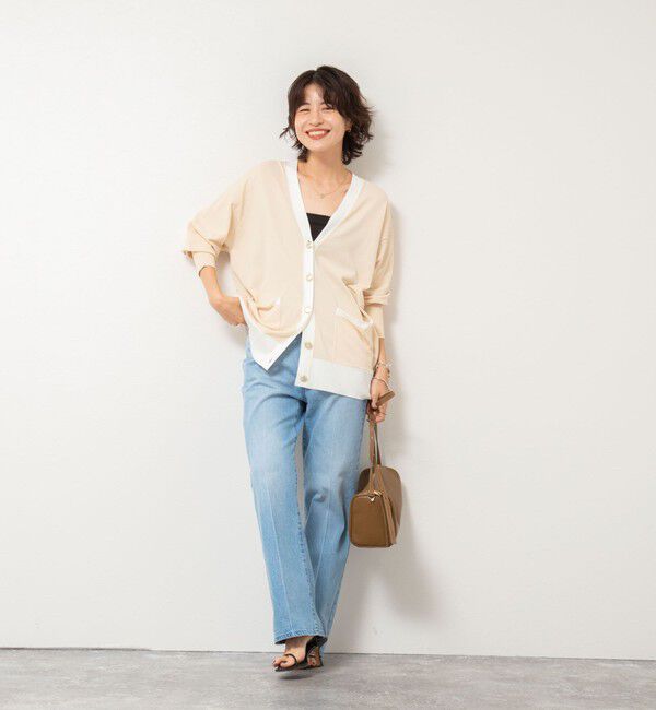 NOLLEY'S sophi「《手洗い可能》マルチファンクション配色Vネックカーディガン」|カーディガン|