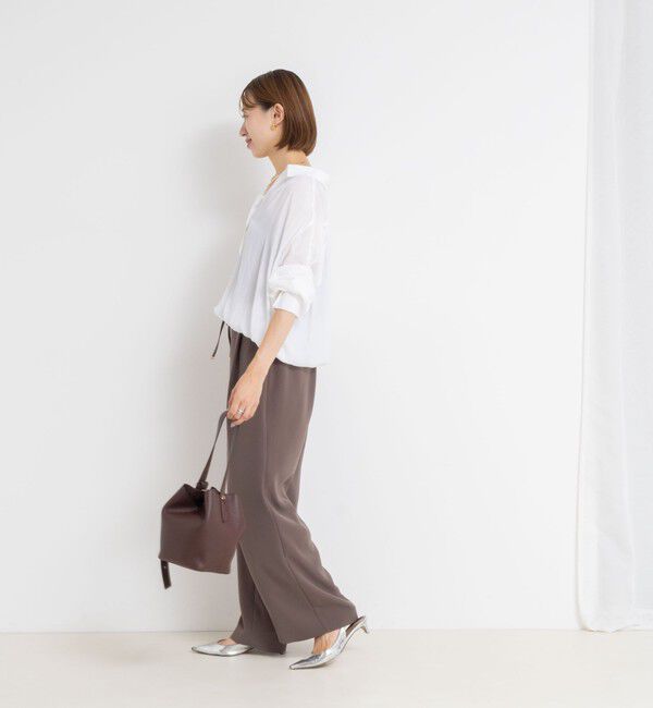 NOLLEY'S sophi「《セットアップ対応》ウォッシャブルダブルクロスサテンイージーワイドパンツ」|その他|