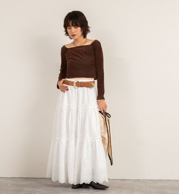 MAQWEL「【MAQWEL/マクウェル】ウォッシャブルベロアレイヤードトップス」|Tシャツ・カットソー|