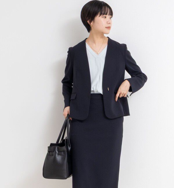 NOLLEY'S sophi「《セットアップ対応》ウォッシャブルカットジョーゼットノーカラージャケット」|ノーカラージャケット|