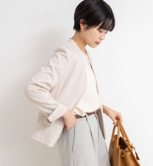 NOLLEY'S sophi「《セットアップ対応》ウォッシャブルカットジョーゼットノーカラージャケット」|ノーカラージャケット|