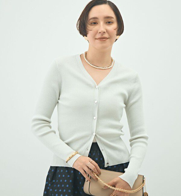 NOLLEY'S「《手洗い可能》リブ斜め柄Vネックカーディガン」|カーディガン|